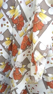 Tela acrílica de algodón ligero hojas de otoño de hadas de colección años 60 2 piezas 3,69 yardas en total Foto 1 de 4