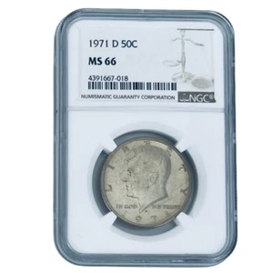 1971-D 50C Kennedy Half Dollar MS 66 NGC Gem Case Mint State Denver - Picture 1 of 5