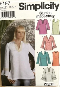 Simplicity 5197 Women’s 6 Tunic Pattern Easy 6-12 - Picture 1 of 2