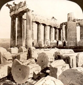 Vue stéréo tirage albuminé Parthénon, Athènes, Grèce H. C. White & Co - Bild 1 von 2