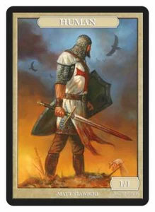 Human Token 1/1 White Artist Matthew Stawicki MTG Magic Token Givememana - Picture 1 of 2
