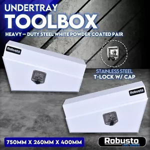 750mm Under Tray Tool Box Pair Set Ute White Steel Toolbox Truck Undertray - Picture 1 of 11