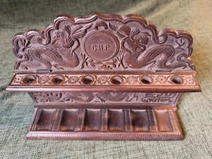 Wooden Oriental Smoking Pipe Display Rack Stand Chinese Dragon Holder O570 - Picture 1 of 9
