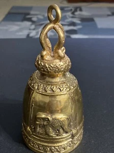Vintage Thai Elephant Brass Temple Hanging Bell - Picture 1 of 12
