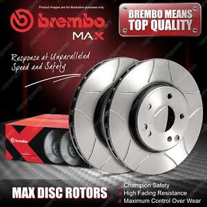 2x Front Brembo Slotted Disc Brake Rotors for Volkswagen Polo 01 - On OD 256mm