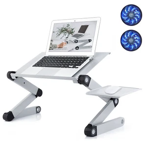 Adjustable Laptop Stand, RAINBEAN Laptop Desk with 2 CPU Cooling USB Fans for Be - Picture 1 of 13