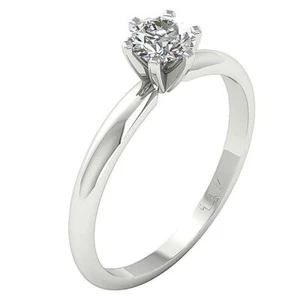Solitaire Engagement Ring I1 G 0.30 Ct Round Diamond Six Prong 14K White Gold - Picture 1 of 6