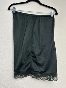 Vintage Olga Black Half Slip Size Large Style 937 Satin Lace - Picture 1 of 10