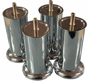 4x CHROME LEGS FURNITURE FEET For SOFAS BEDS CHAIRS STOOLS CABINET 120mm HEIGHT - Picture 1 of 5