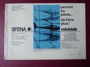 5/1974 PUB SFENA VELIZY MINISTAB EQUIPMENT HELICOPTER GAZELLE FRENCH AD - Foto 1 di 1