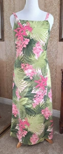 TOMMY BAHAMA SILK LONG TIEBACK DRESS BOTANICAL TROPICAL FLORAL WOMENS SZ 10 - Picture 1 of 7