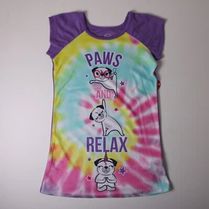 WONDER NATION GIRLS FLEECE PAWS AND RELAX DOGS NIGHT GOWN EXTRA SMALL 4-5 NWT - Picture 1 of 2