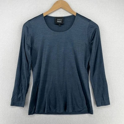 Camisa AKRIS BERGDORF GOODMAN para mujer 4 seda Jersey Top Brillo Azul Foto 1 de 4