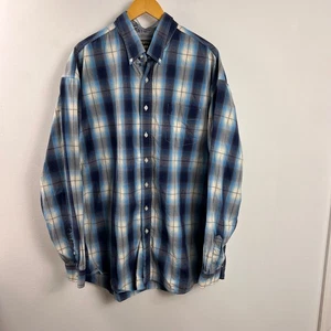 Stetson Western Button Down Shirt Blue Plaid Men’s 3XL - Picture 1 of 7