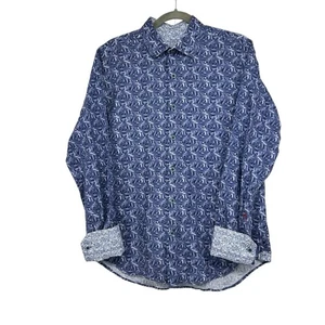 Robert Graham Ellicott blau abstraktes geometrisches Muster Hemd Herren Small Baumwolle - Bild 1 von 20