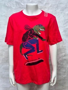 GAP Kids Boys Lovely Red Dinosaur Short Sleeve Pullover Cotton T Shirt Top - Picture 1 of 2