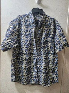 Vintage Woolrich Hawaii Button Down Hemd Herren L Geometrisch Blumen Blau... - Bild 1 von 10