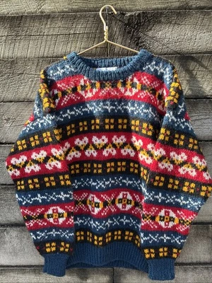 PIER I IMPORTS PÄSSE handgestrickt 100 % grobe WOLLE isländische PASSE PULLOVER M LG - Bild 1 von 4