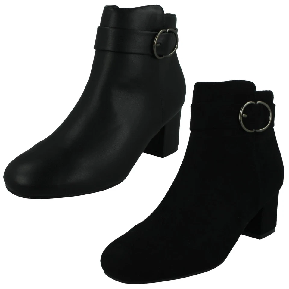 Botas al tobillo de ajuste ancho con tacón ancho para dama F5R1247 Foto 1 de 1