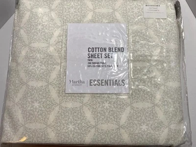 Martha Stewart EssentialTwin Sheet Set 200 Thread  60% Cotton 40% Polyester New - Image 1 of 4