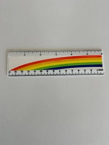 Vintage 6" Lineal weiß mit Regenbogen Design Markenlos - Bild 1 von 2