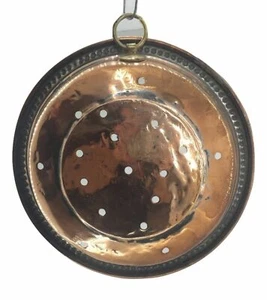 Piatto forato bombato in rame da arredamento casa taverna rustico diametro 24x5 - Picture 1 of 2