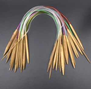 18Pcs 32Inch Multi-color Tube Circular Bamboo Carbonized Knitting Needles Tools - Picture 1 of 3