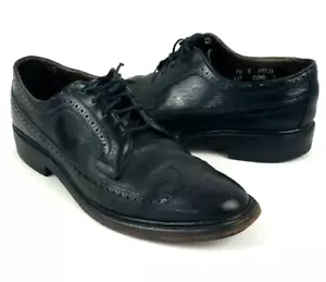 Allen Edmonds Shoes 9.5 B Oxford Brogue Long Wing Wingtip Black Leather Dress 👞 - Picture 1 of 12