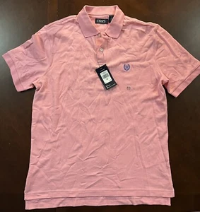 Chaps T-shirt Men M Pink Short Sleeve Stretch Logo Polo Collared Cotton NEW - Picture 1 of 3