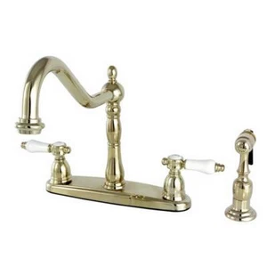 Kingston Brass Standard Kitchen Faucets 10.4"H Brass Porcelain Polished Brass - Picture 1 of 5