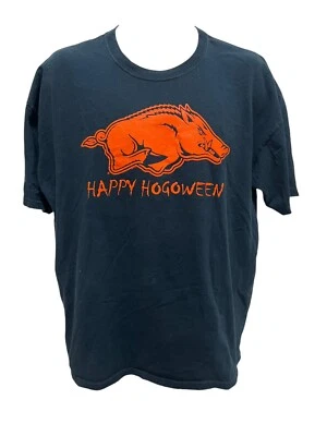 Arkansas Razorbacks T Shirt Size X Large Happy Hogoween Halloween Black Orange - Image 1 of 4