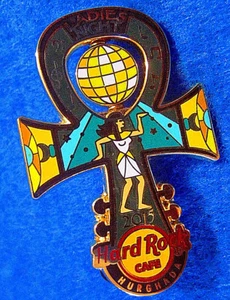 HURGHADA EGYPTIAN ANKH LADIES NIGHT DISCO BALL SPIN GIRL Hard Rock Cafe PIN LE - Imagen 1 de 1