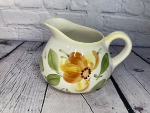 Portugese Cottagecore Creamer/Pitcher Handpainted Flowers White Ceramic 4" tall - Picture 1 of 6