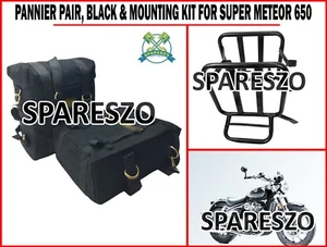 "PANNIER PAIR, BLACK & MOUNTING KIT" Fit For Royal Enfield Super Meteor 650 - Picture 1 of 17