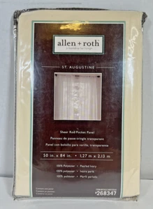 ALLEN + ROTH 84-in Ivory Polyester Sheer Rod Pocket Single Curtain Panel NEW. - Picture 1 of 3