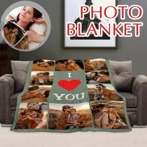 3 sizes Personalized flannel Blanket Family spouse kids Picture Memorial Blanket - Picture 1 of 21