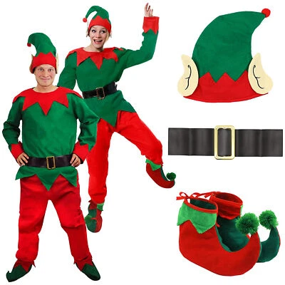 ILOVEFANCYDRESS ADULTS UNISEX ELF COSTUME CHRISTMAS SANTAS HELPER XMAS MENS LADIES FANCY DRESS