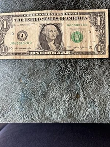Fancy Serial Number Six Of A Kind 8s Dollar Bill Note Five In A Row 8s Fw Print. - Picture 1 of 2