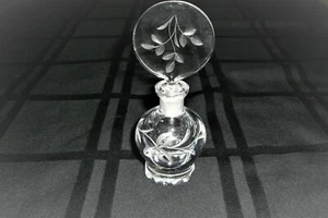 CZECH CUT CRYSTAL PERFUME BOTTLE WITH STOPPER, 5", CLEAR GLASS, ART DECO, 1920's - Picture 1 of 8