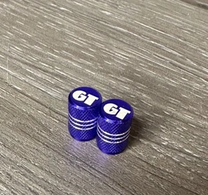 GT Old School Repop Blue Bike Schrader Valve Caps Aluminum BMX - Picture 1 of 3