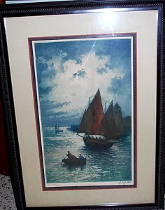 Grabado aguatinta L'ORAGE RARO Alphonse Lafitte (también conocido como Manuel Robbe) firmado numerado - Imagen 1 de 19