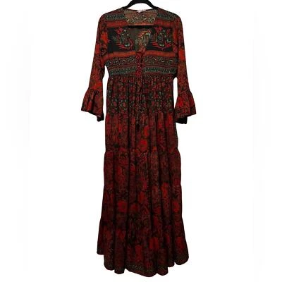 Anthropologie Boemo Boho Tiered Floral Dress Size Large Petite - Image 1 of 4