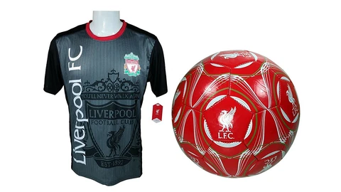 Liverpool F.C. Soccer Official Training Jersey & Size 5 Ball -09 Medium Cover