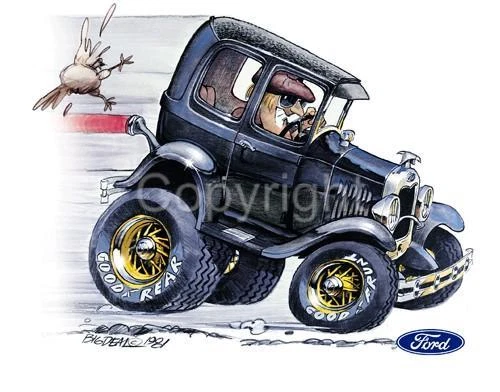 Model A Coupe Dave Deal Tshirt #4074 Cartoontees auto antique classic - Image 1 of 1