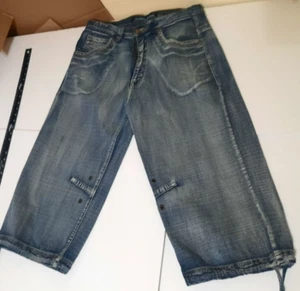 Koman Jeans 36 22 Wide Leg Baggy Hip Hop Denim Jean Shorts Blue Y2k Vtg Skate - Picture 1 of 7