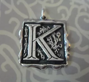 Sterling Silver 21x20mm Hvy Alphabet Letter Initial K Wax seal look Charm - Picture 1 of 3