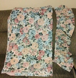 Vintage Blue Pink Floral Cloth Furniture Slipcover with Elastic Skirt - Picture 1 of 5