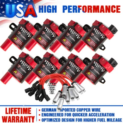 High Performance 8Pcs D585 Ignition Coil Spark Plug For Chevy Silverado 1500 GMC - Image 1 of 4
