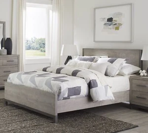 Queen Size Bed Premium Melamine Board Wooden Stylish Bedroom Furniture Grey - Picture 1 of 6
