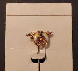 Vintage Shriners Masonic Free Mason Enameled Goldtone Stick Pin - Picture 1 of 2